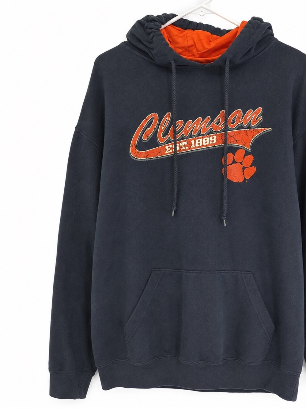 Clemson Tigers Y2K Vintage Hoodie Navy Orange Distressed Graphic XL